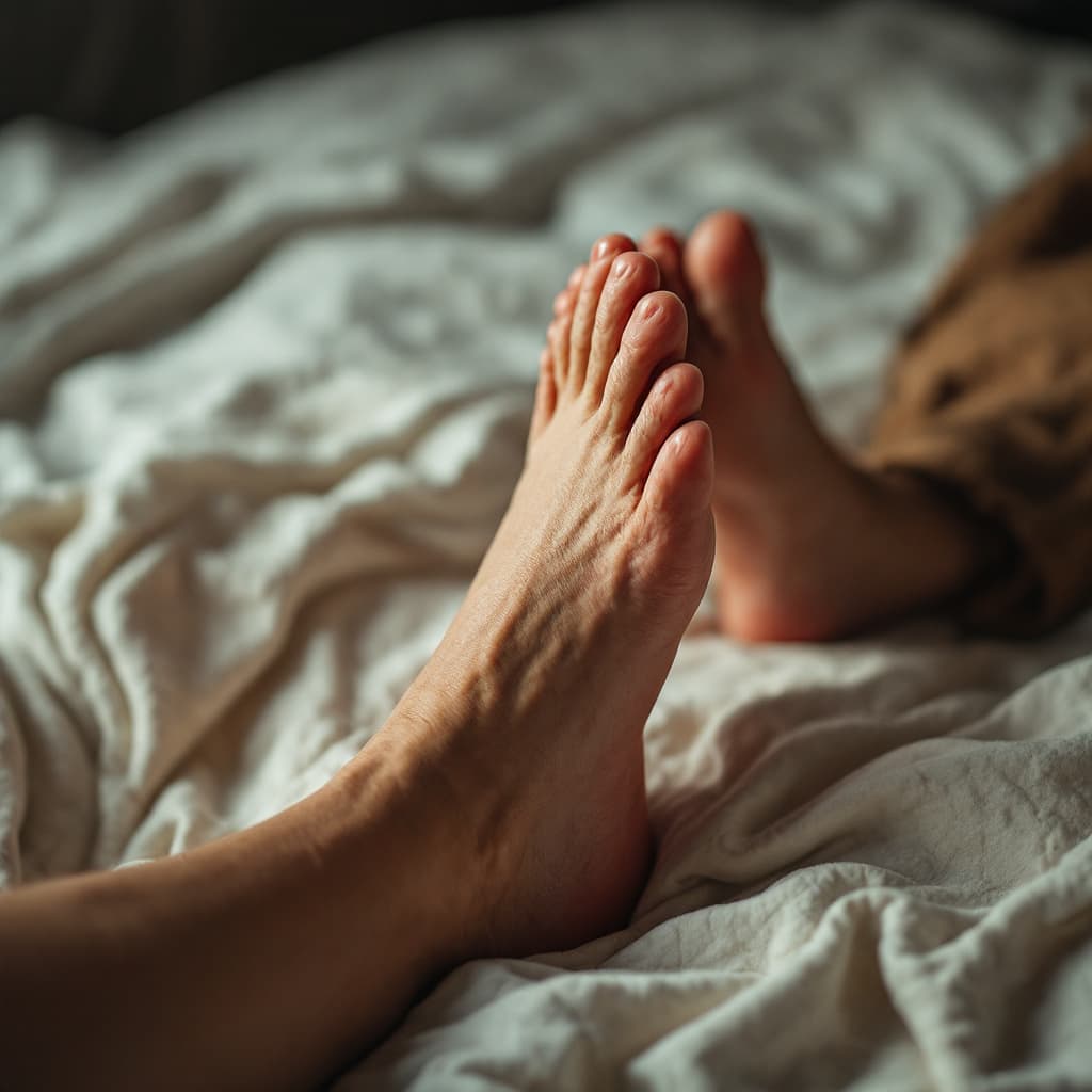 AI generated: a human leg being on the toes



