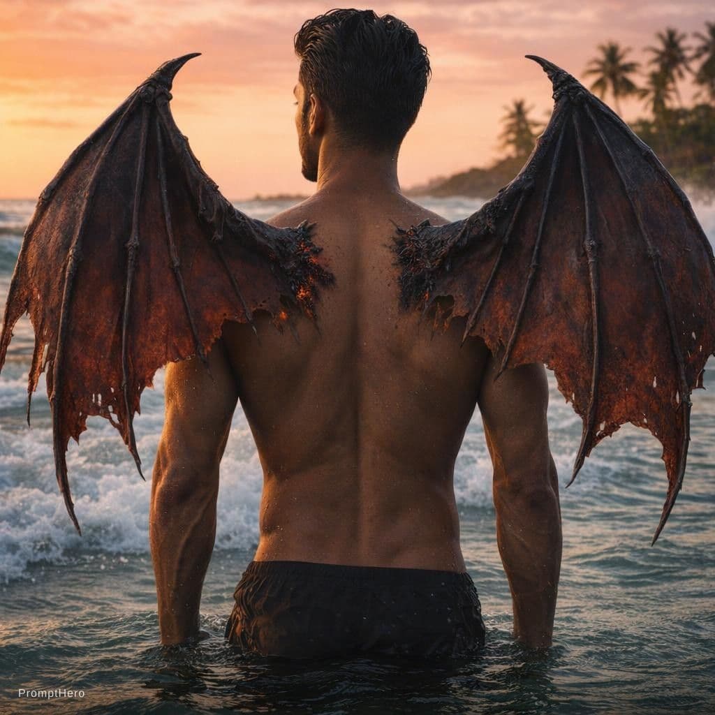 AI generated: Back side devil wings