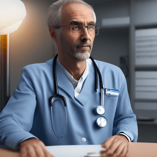 AI generated: a photograph of a professor about 40 years old looking at the camera he is talking to the camera he ...