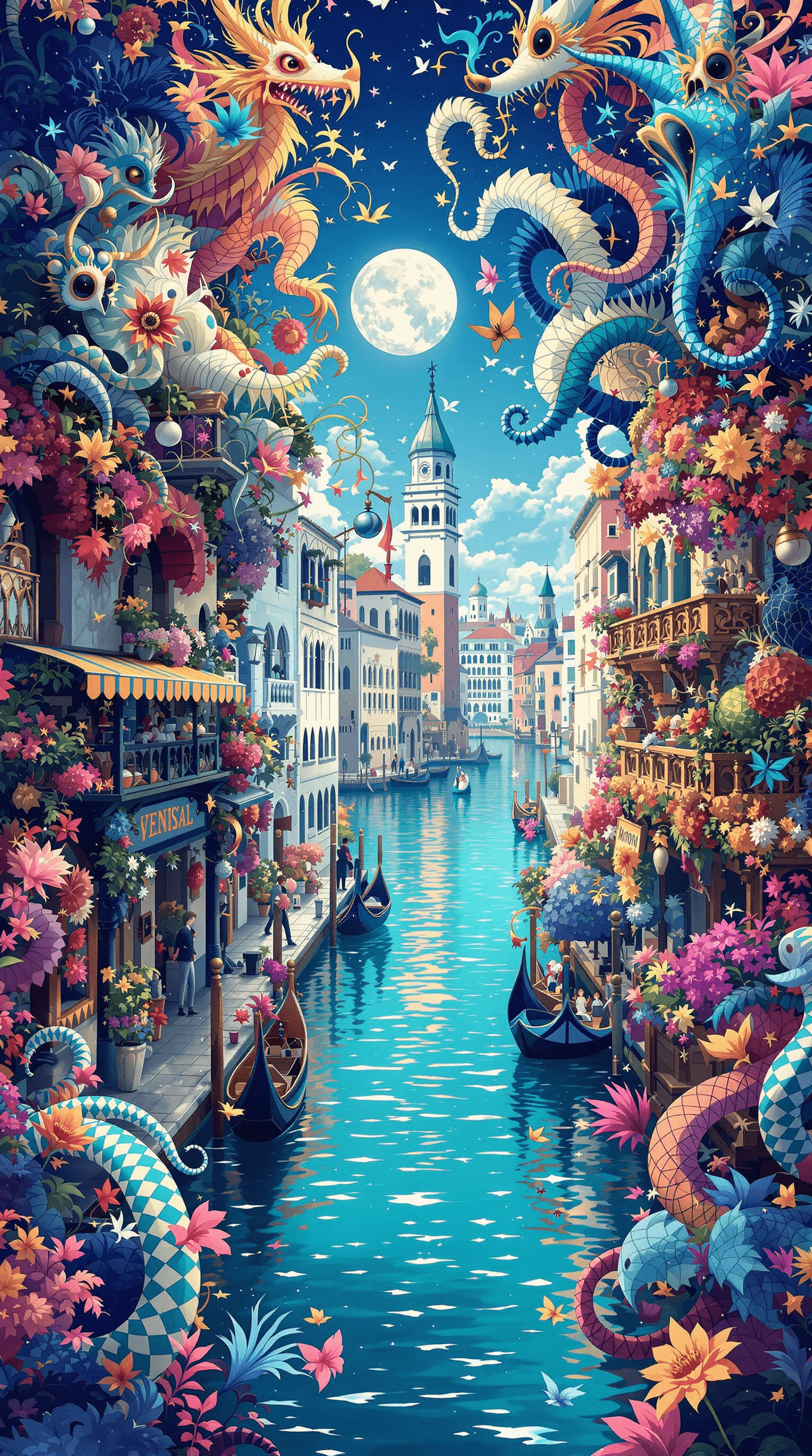 AI generated: venice in a carnival picture 3, in the style of fantastical compositions, colorful, eye-catching com...