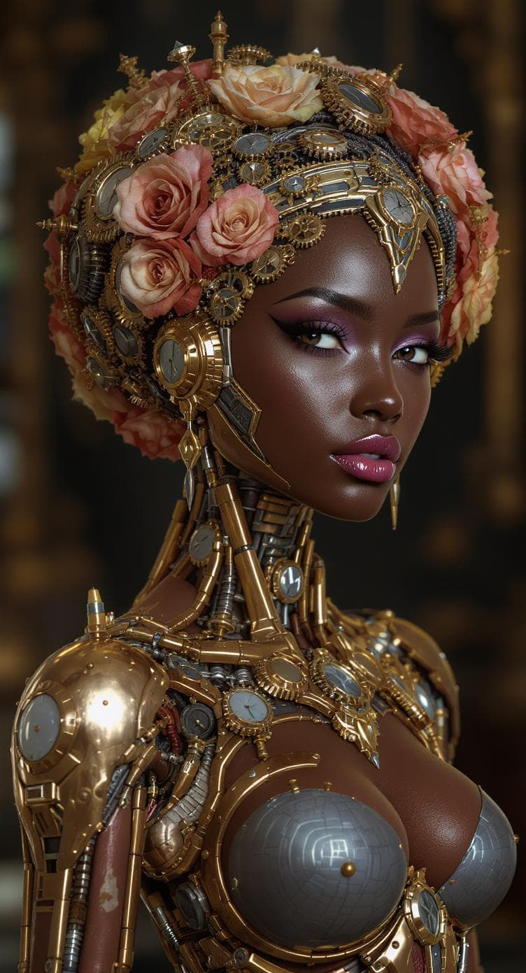 AI generated: Style: Hyper-detailed, volumetric lighting emphasizing metallic sheen and organic textures. Art Nouv...