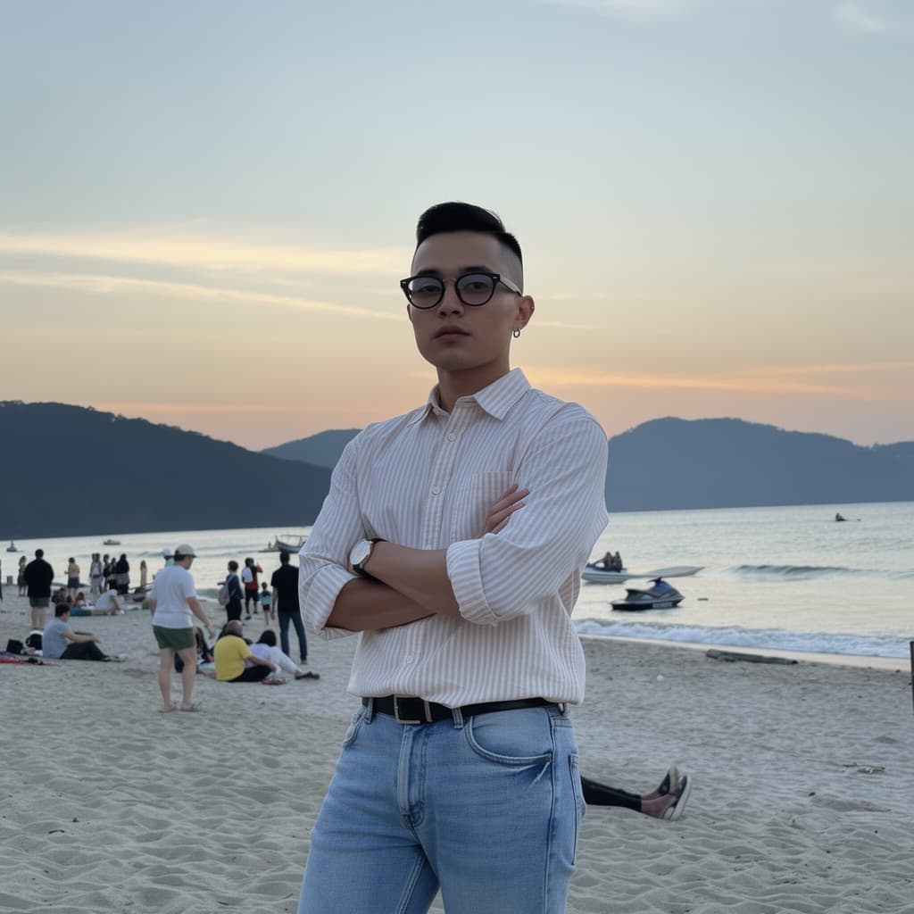 AI generated: A handsome tomboyish make girl melt