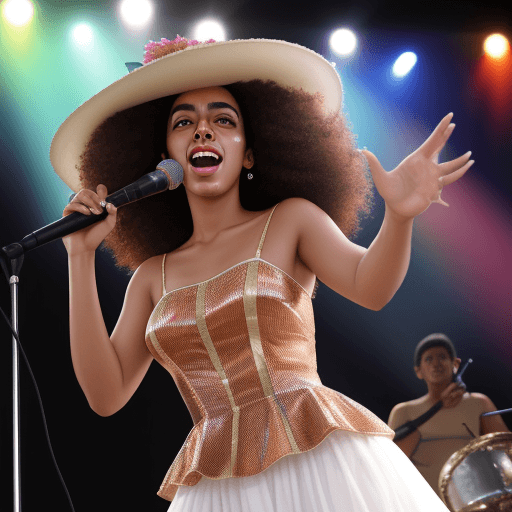 AI generated: CREATE A PHOTO OF SINGER SOLANGE ALMEIDA ON STAGE IN RORAIMA ON NEW YEAR'S END