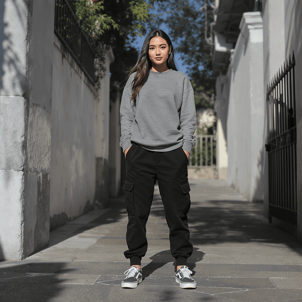AI generated: photography, dynamic shooting, distance range, front shot, professional Kazakh woman model, staring ...