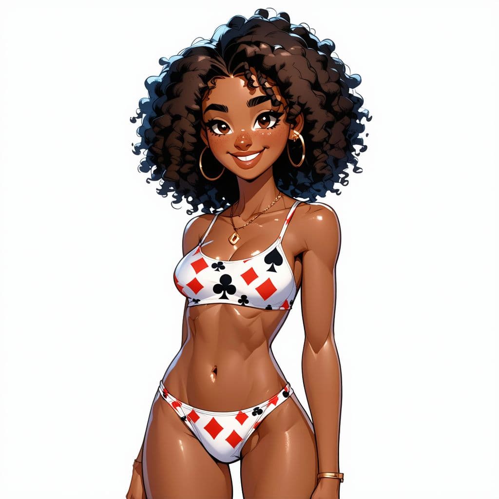 AI generated: hyper-realistic full body photo, from head to toe, cute 18 year old black girl, curly hair, pretty f...