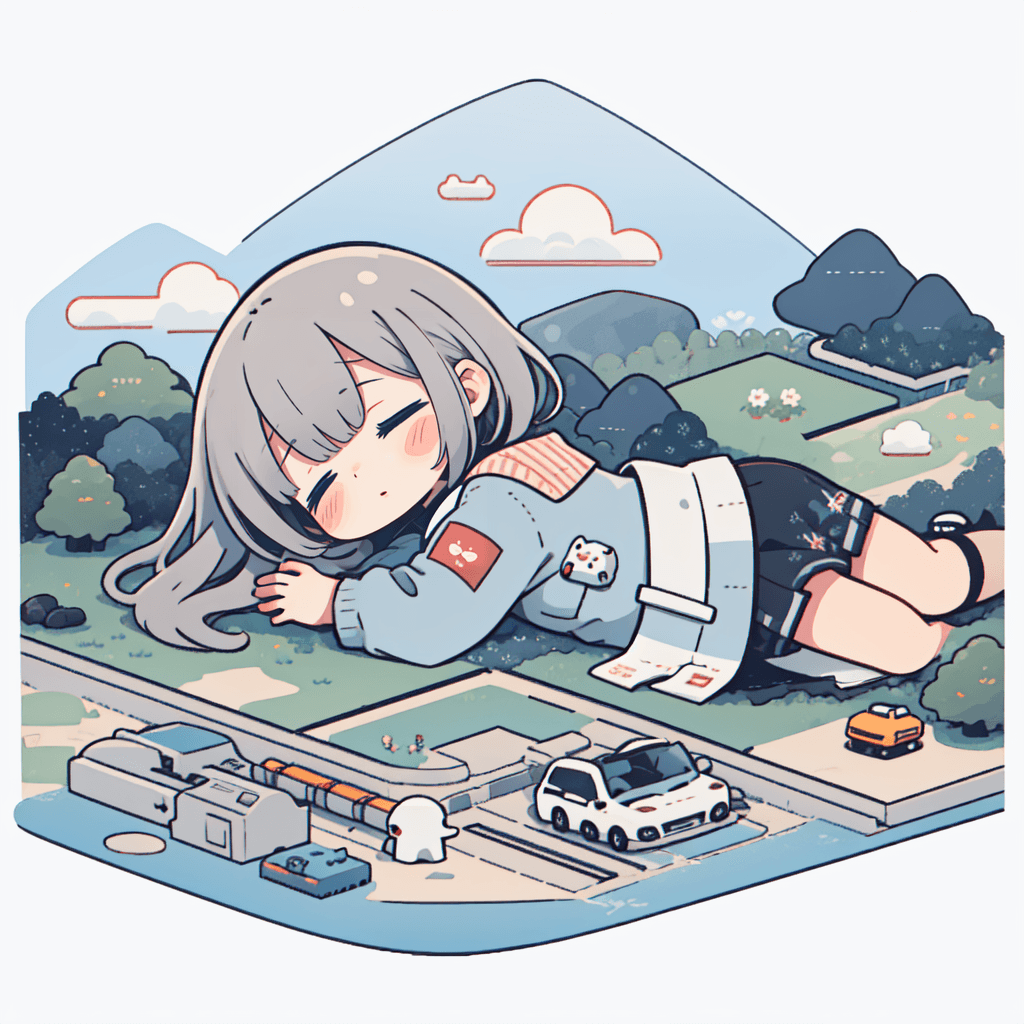 AI generated: best quality,
(solo,chibi:1.2),lying on back,sleeping,
(landscape isometric:1.1),
<lora:hyperrefi...