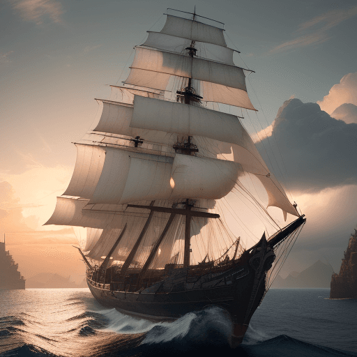 AI generated: Jorge lunaPhoto of a ultra realistic sailing ship, dramatic light, pale sunrise, cinematic lighting,...