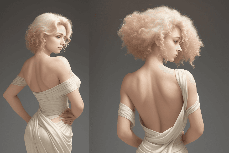 AI generated: An image of a woman with her back turned to the camera, looking over her shoulder with a serene expr...