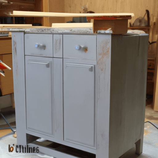 AI generated: AIR GUN PAINTING A KITCHEN CABINET