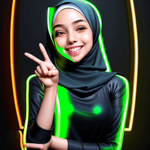 AI generated: masterpiece, girl wear hijab alone, smiling closed lips, solo, incredibly absurd, hijab, smiling, no...