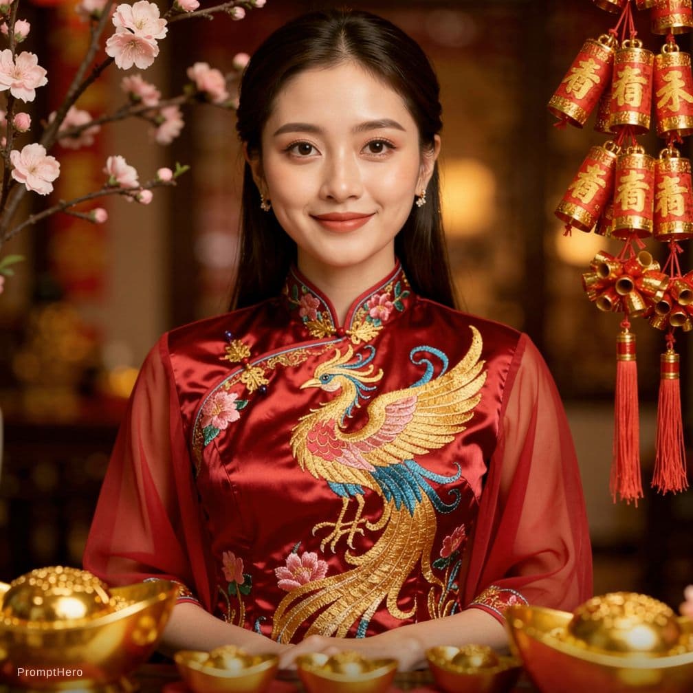 AI generated: A highly detailed, photorealistic, cinematic medium shot of a beautiful young East Asian woman weari...