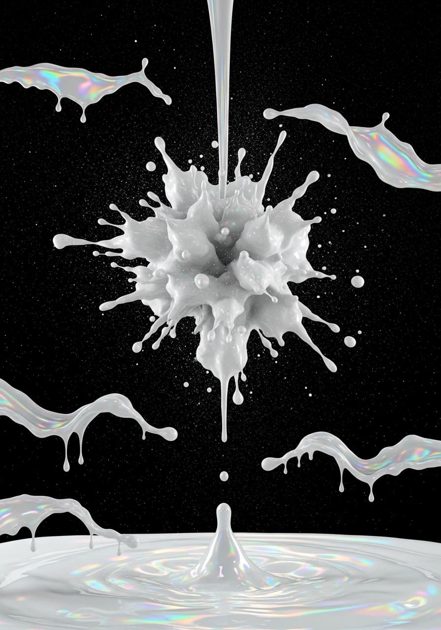AI generated: holographic liquid abstract hq background fine art, neon, pattern, powder, studio lights, fluid, bla...