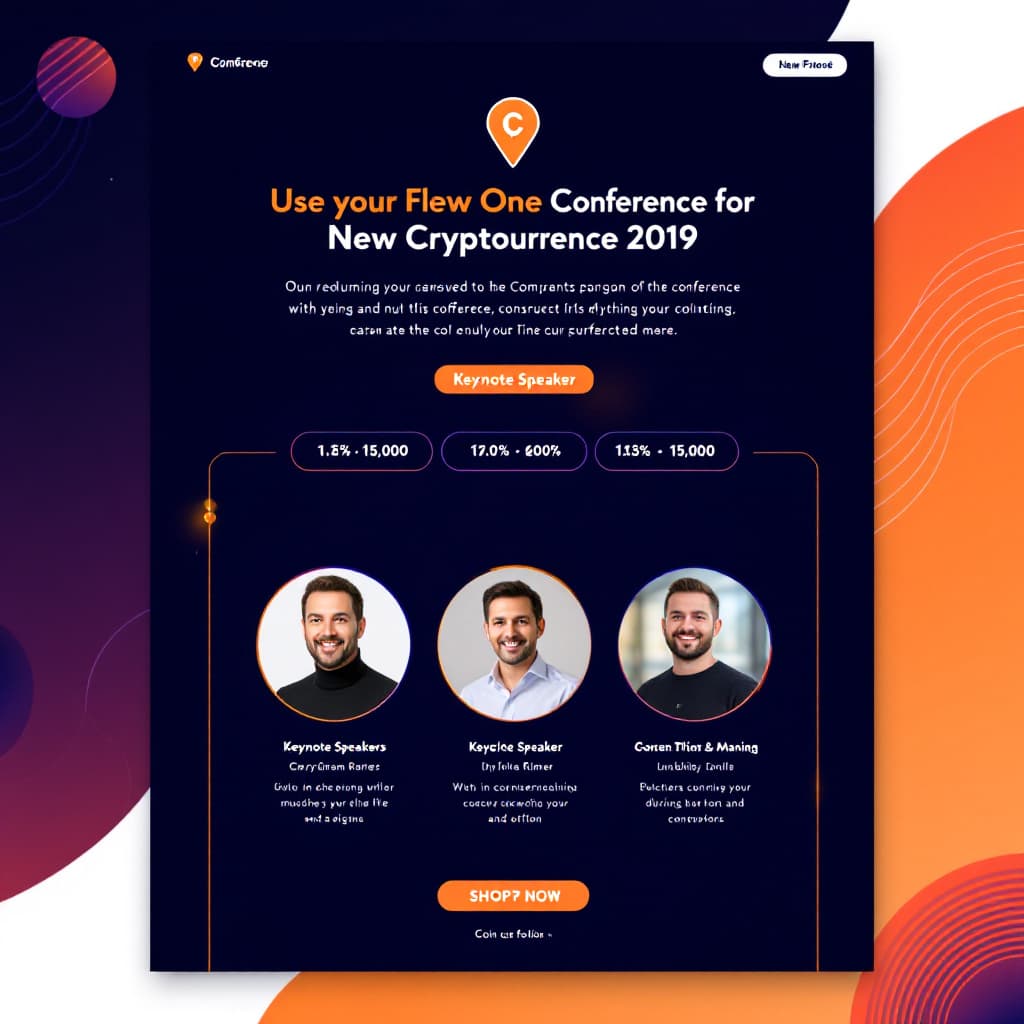 AI generated:  A digital ad banner for the conference website, featuring keynote speakers and agenda highlights in...