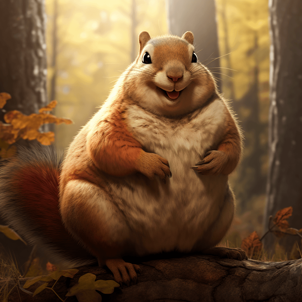 AI generated: fat happy squirrel