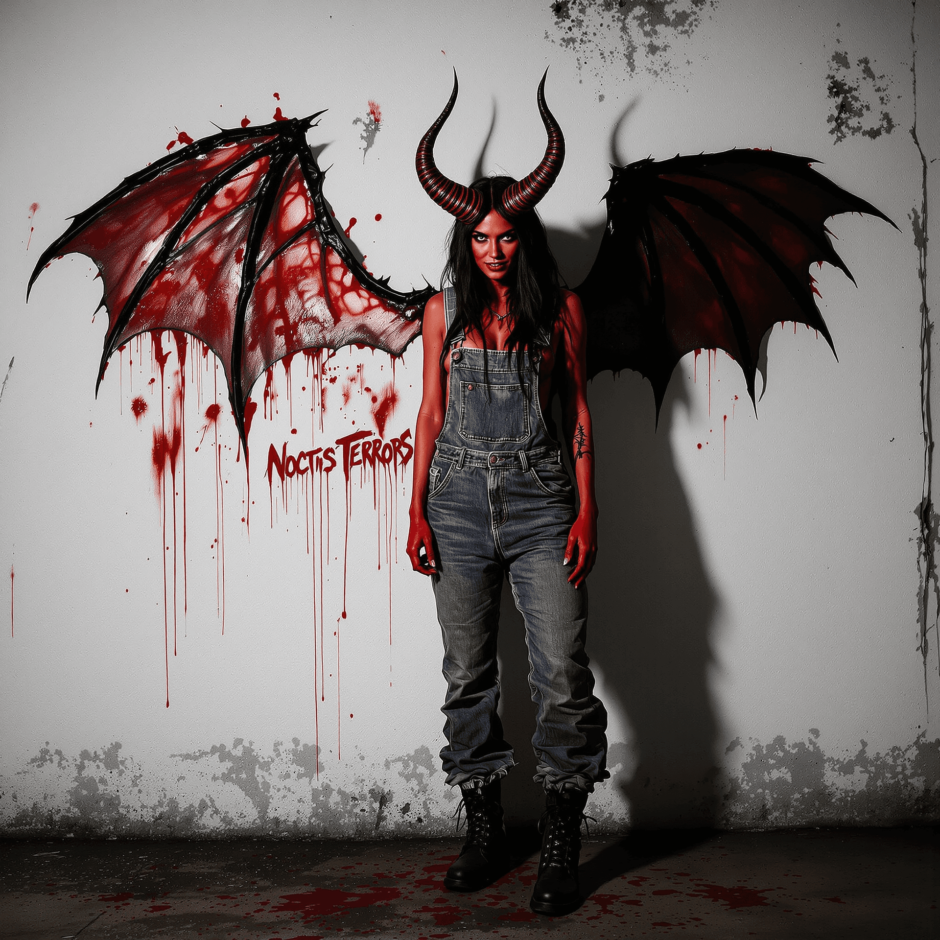 AI generated: Fullbody view. bold composition, in a bold posing,  album cover art, wide angle, ful frame: From a d...