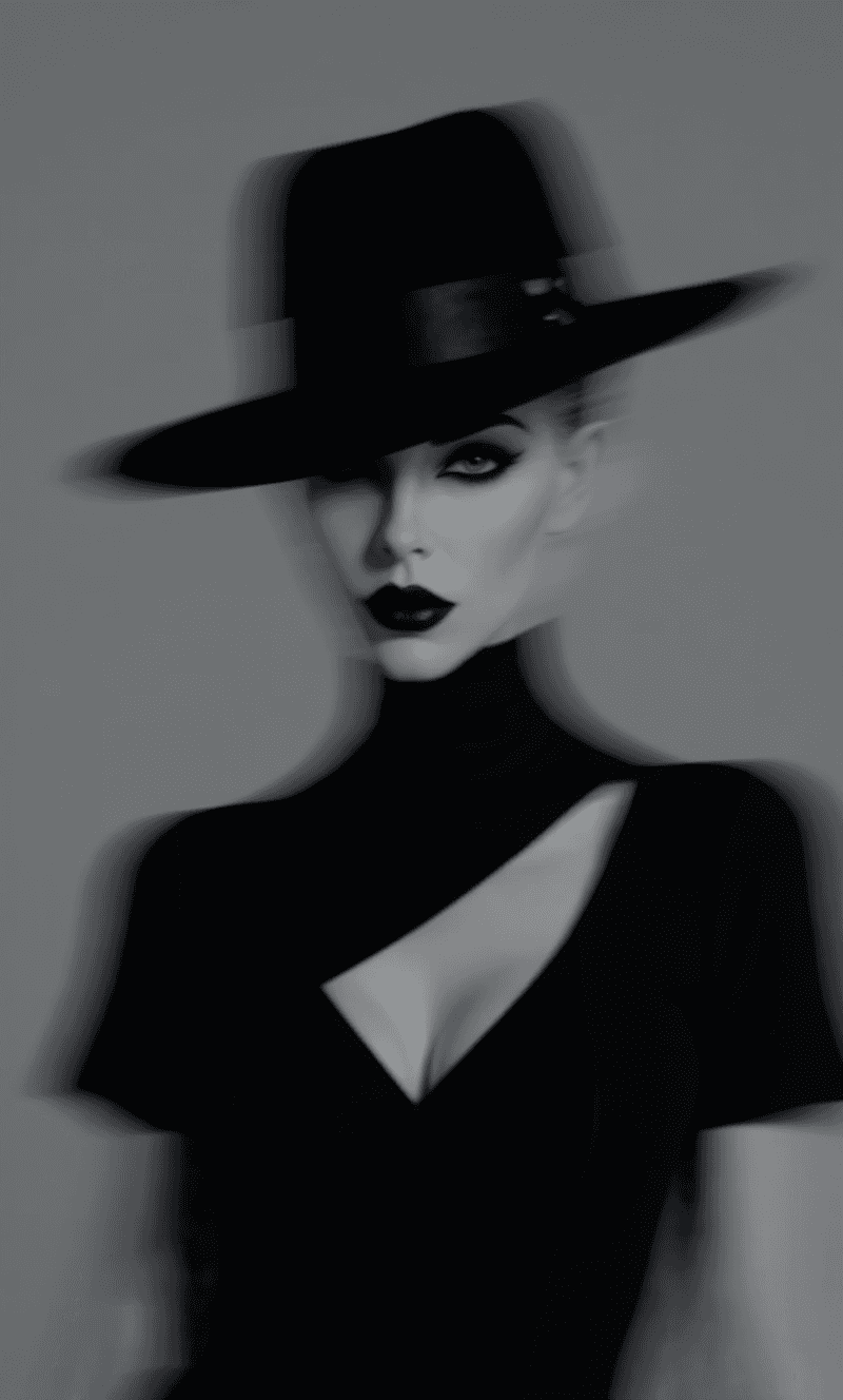 AI generated: ### Positive Prompt（正向提示）
a gothic female silhouette in monochrome, black-and-white, grayscale,
we...