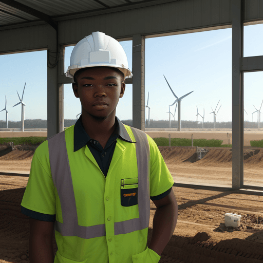 AI generated: Young foreman on site in charge of his crew at green energy site