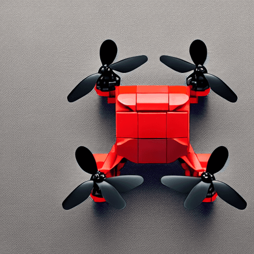 AI generated: a cute mini drone made of mini lego parts,minimalistic,micromachine,full detail, for logo, art,airba...