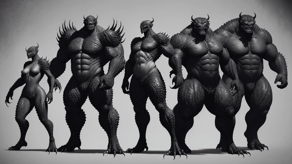 AI generated: fearsome and grotesque creatures, born from dark experimentation and genetic manipulation. Each mons...