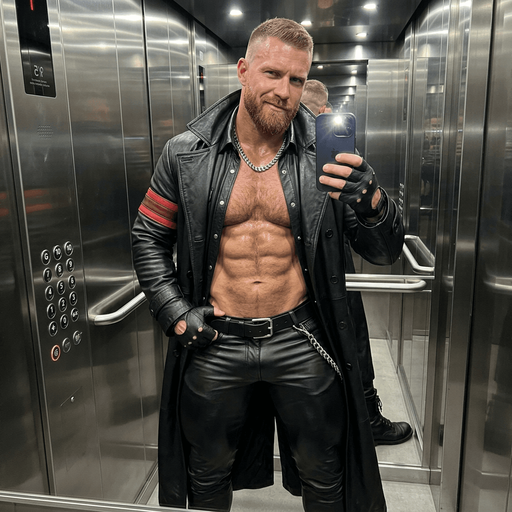 AI generated: Hyper-réaliste selfie photographique d'un homme musclé blanc d'environ 28-32 ans, physique bodybuild...