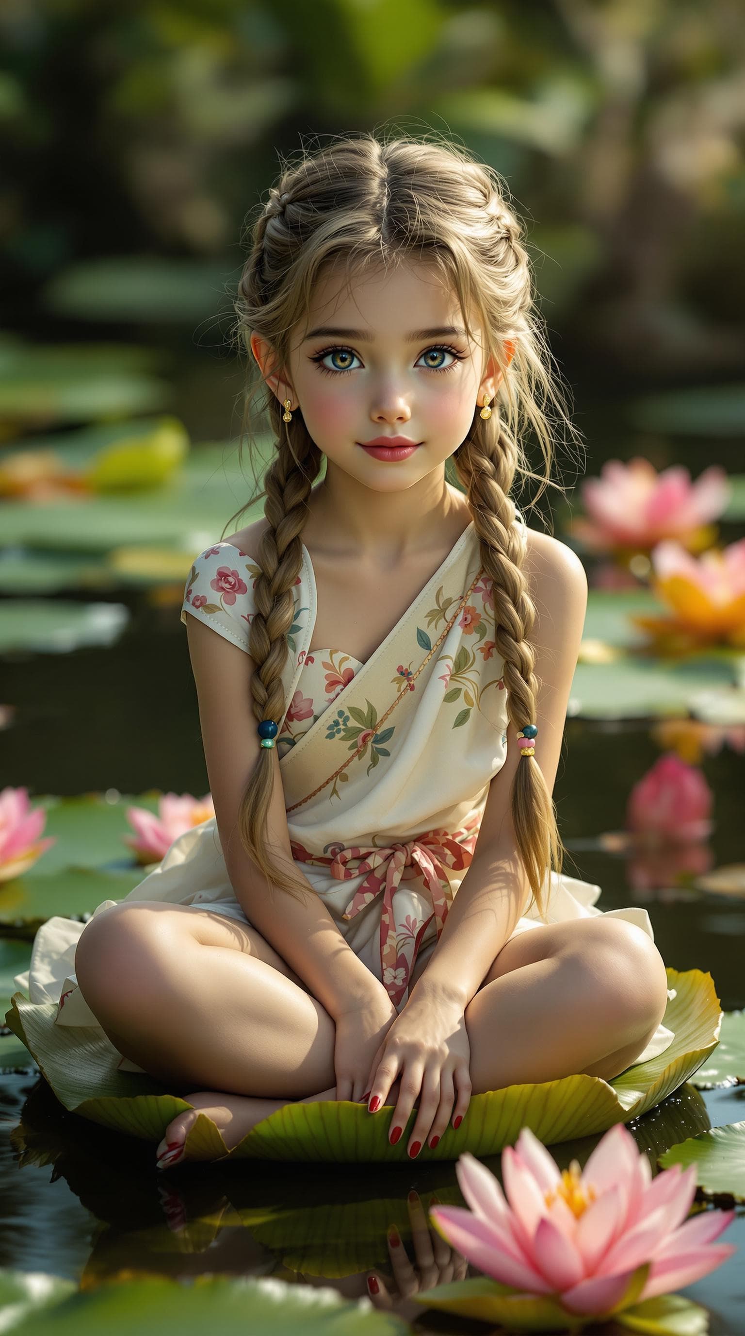 AI generated: a professional photo of a exceptionally beautiful girl in the world (age 10), (ten year old),  tiny ...