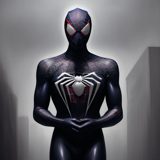 AI generated: Spiderman , dark mist, caricature in Constantin Brâncuși style, Serene, Dynamic, surreal masterpiece...