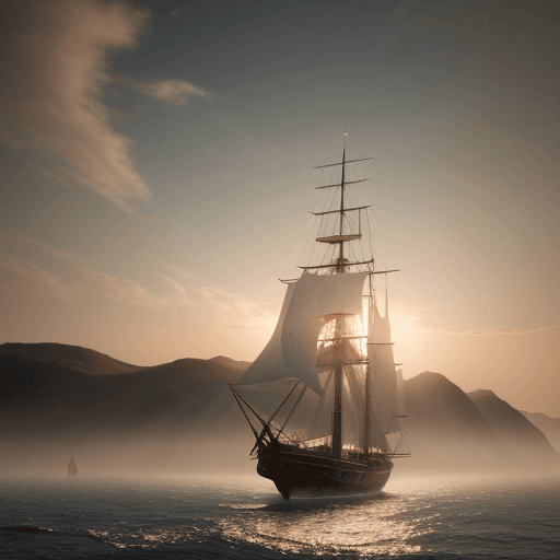AI generated: Photo of a ultra realistic sailing ship, dramatic light, pale sunrise, cinematic lighting, battered,...
