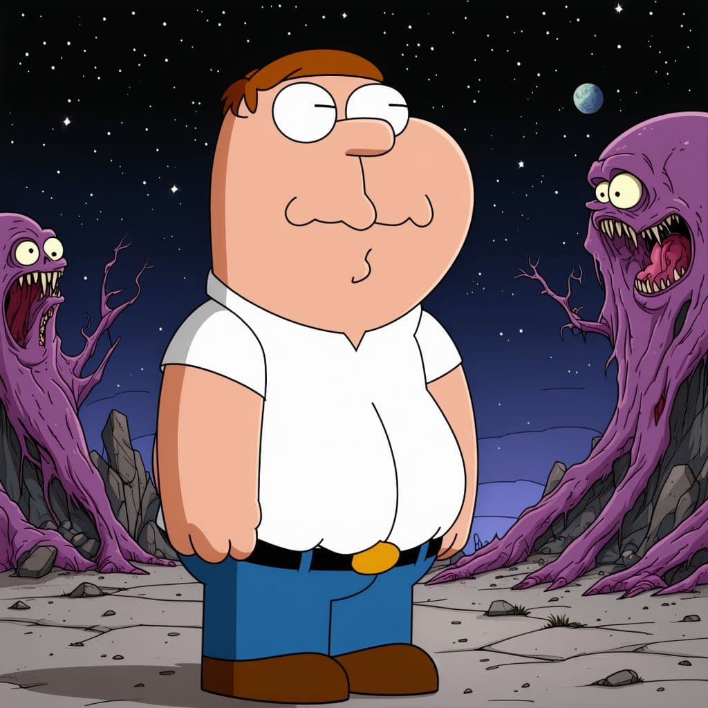 AI generated: family guy cosmic horror