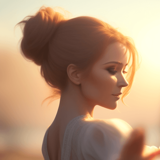 AI generated: A beautiful lady dancing in the sun, messy bun hair  32k UHD, highly details