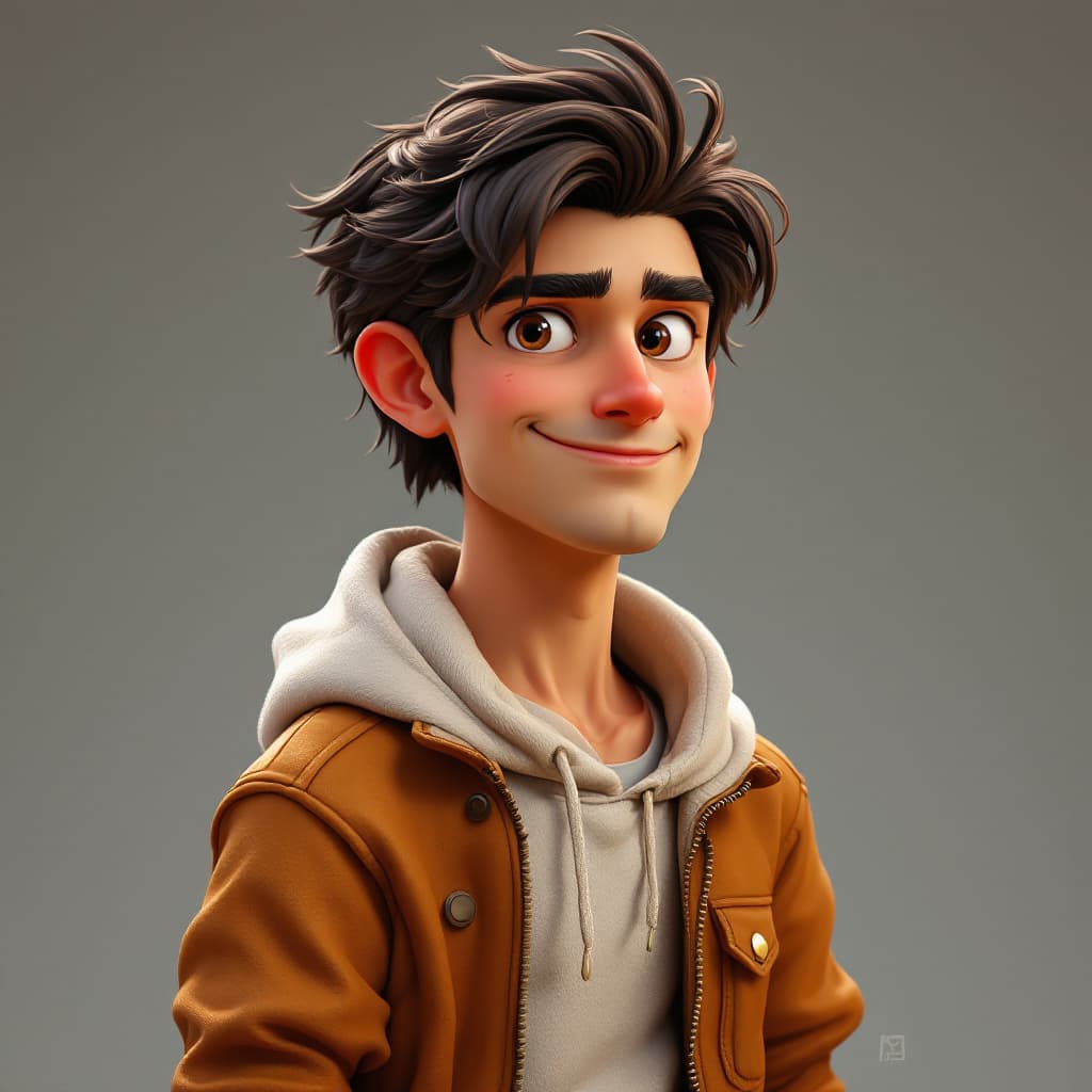 AI generated: "Turn this person into a stylized 3D game character with cartoonish proportions and exaggerated faci...