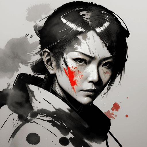 AI generated: Asian female protrait in style of metal gear solid and Yoji Shinkawa and jeremy mann and Mucha ::1.5...