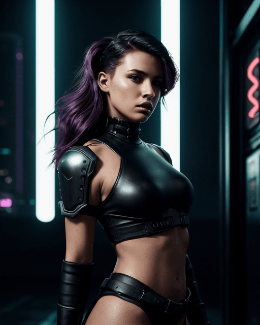 AI generated: neonpunk style concept art cinematic film still Front view, black and white photography, fashion edi...