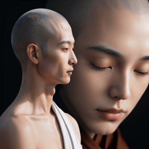 AI generated: close up hyperrealistic  image of a zen monk in meditation based on the person on this image  
https...