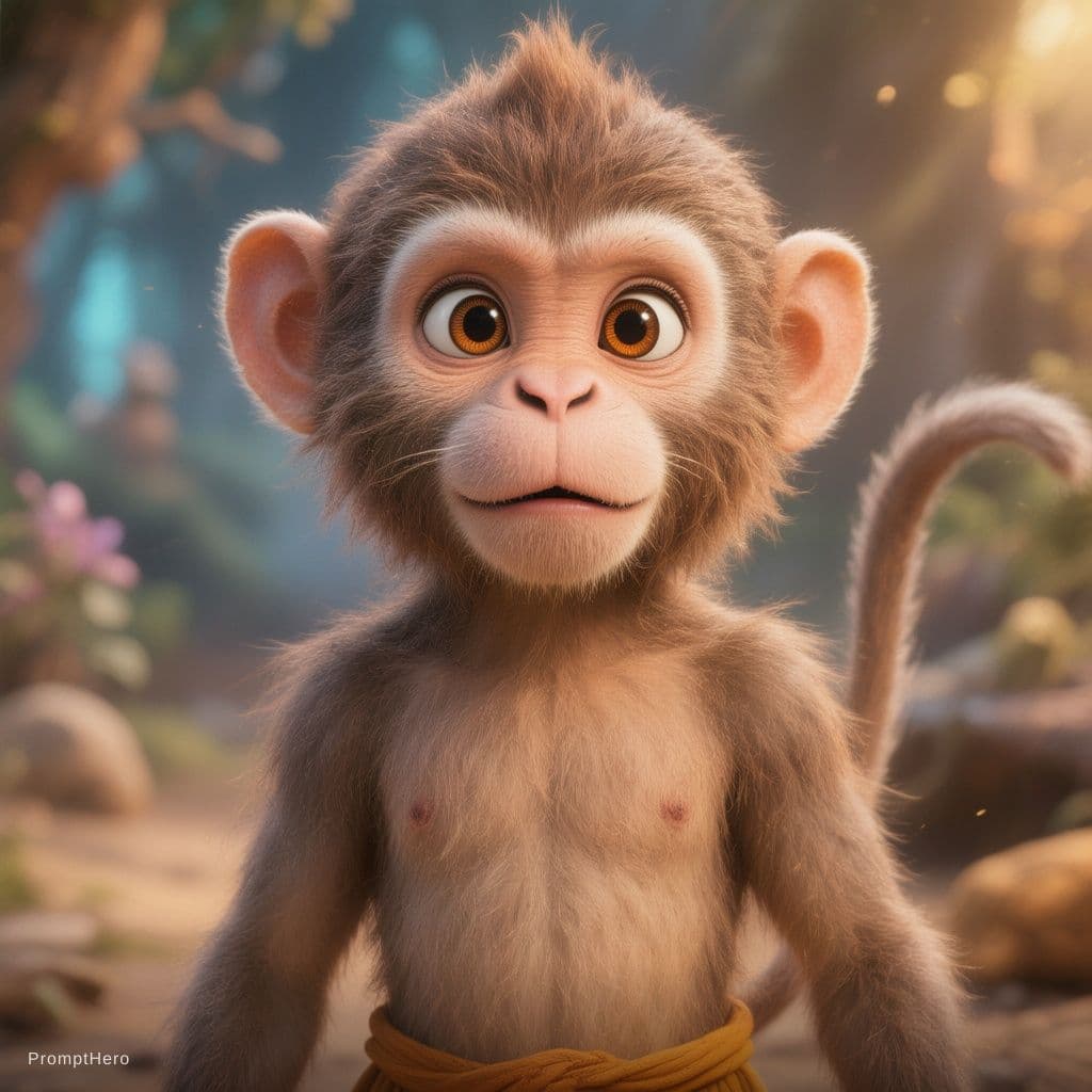 AI generated: create south inidan monkey kid , who can be the hero of my kannda animation channel for educating ki...
