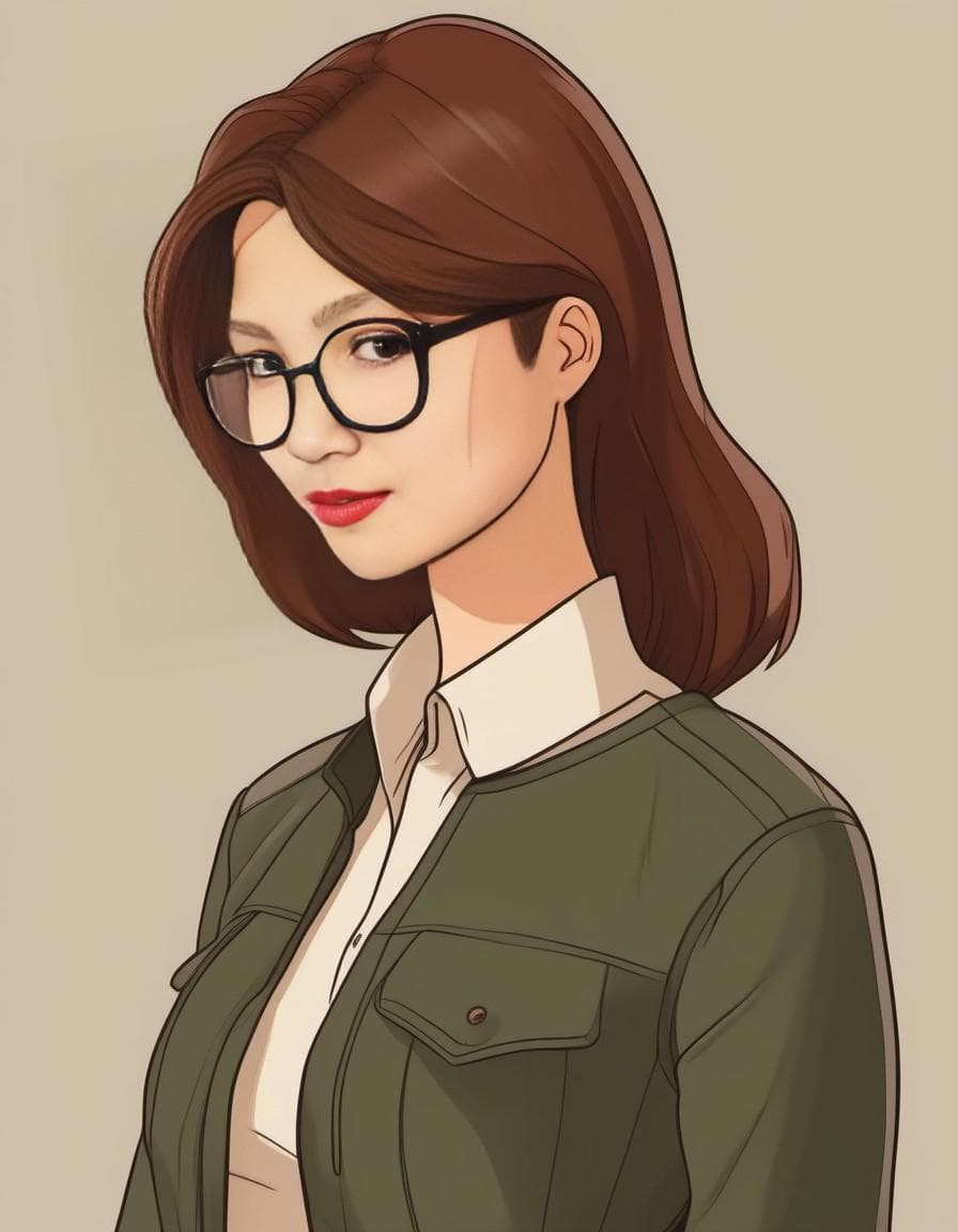 AI generated: Daria Morgendorffer the main character of the animated series Daria, serious expression, very excite...