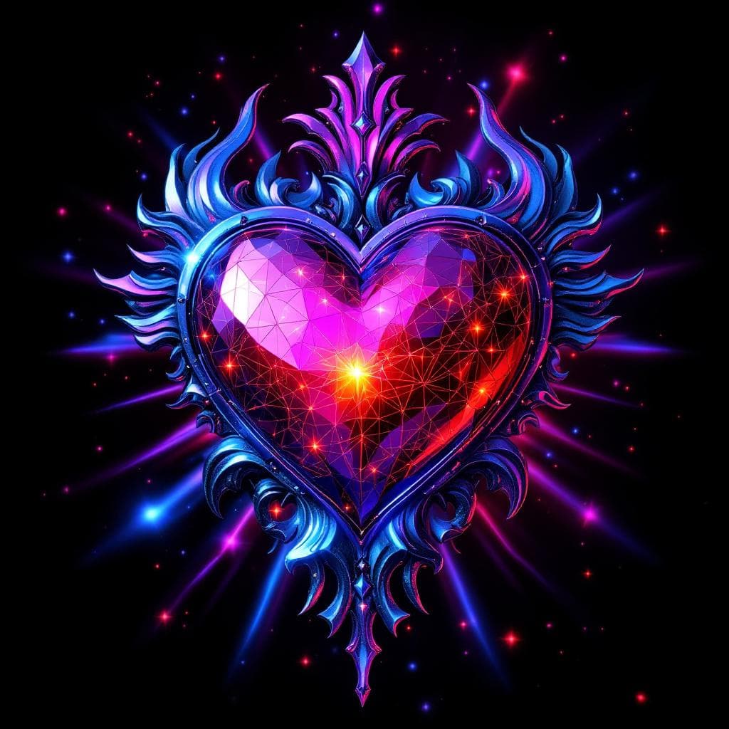 AI generated: shiny metalic sacred heart