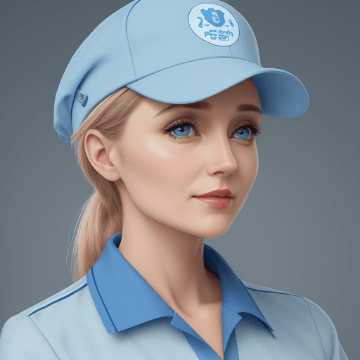 AI generated: beuatiful woman, light blue work uniform, light blue cap, 8k high resolution