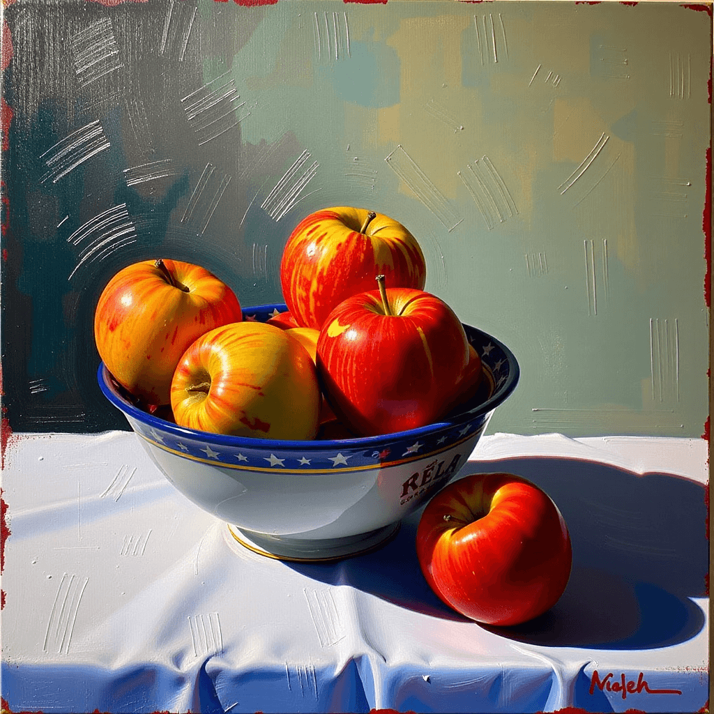 AI generated: <a fruit bowl,> , applesâââ