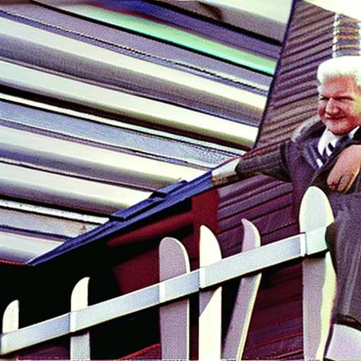 AI generated: Boris Yeltsin lying on the rooftop with vodka