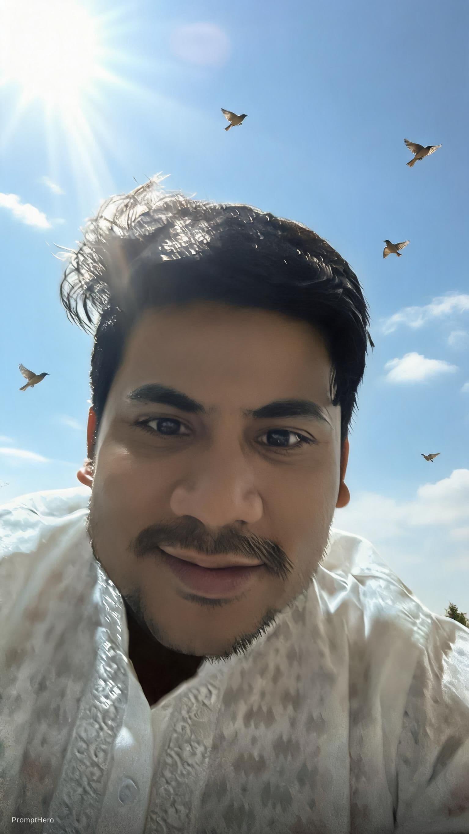 AI generated: Making a new styles pictures in the world good vibe and Sunshine plus birds