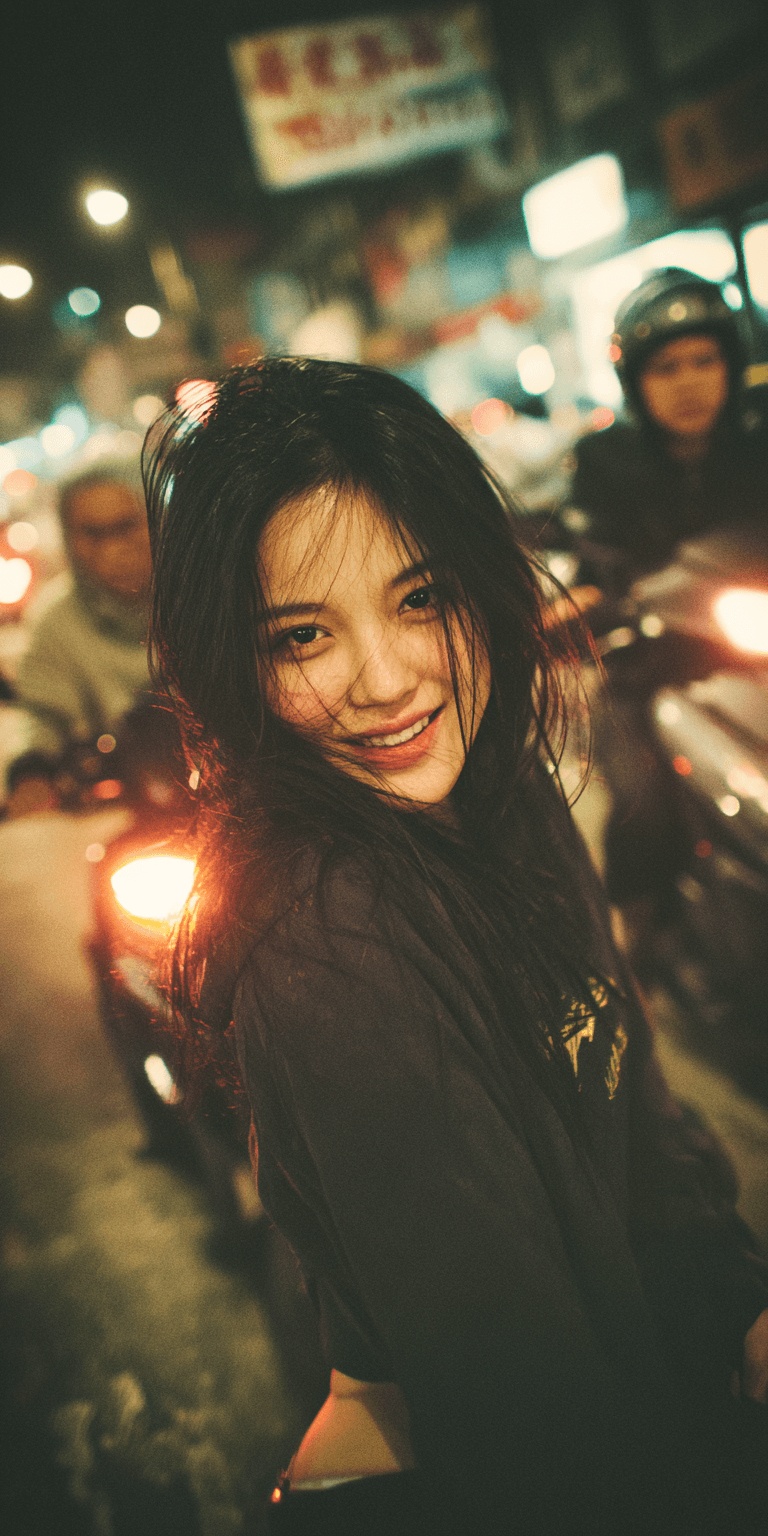 AI generated: woman, slight smile, shot on a Canon A7 III --no freckles --chaos 75 --ar 1:2 --raw --profile x3fq9u...