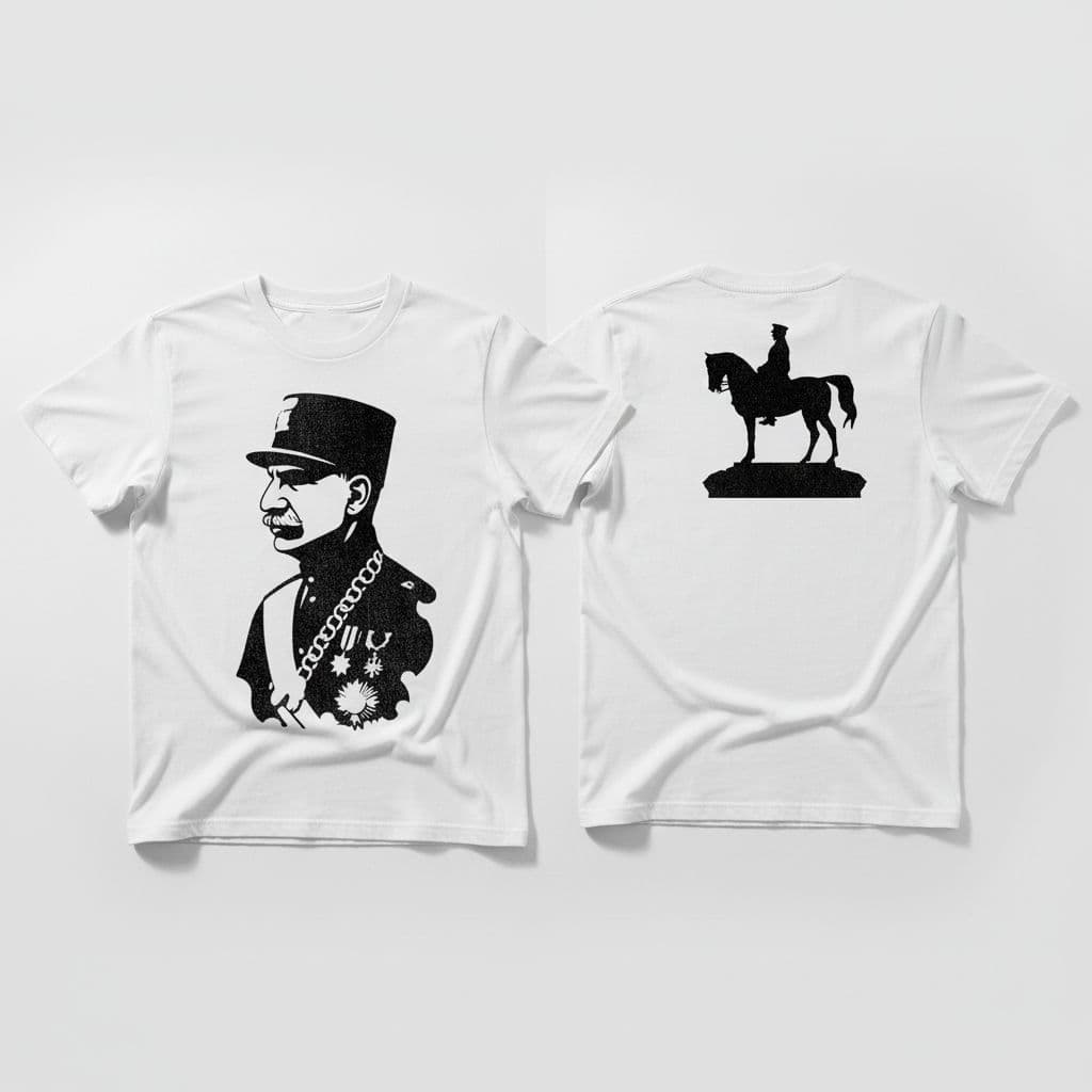AI generated: create a mock of white version t-shirt of the fron and back view of the T-shirt 