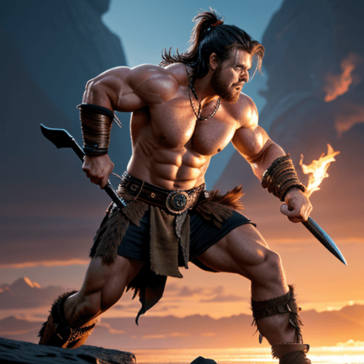 AI generated: Chris Hemsworth as a barbarian from dungeons and dragons, lean muscles, DnD, in the style of realist...