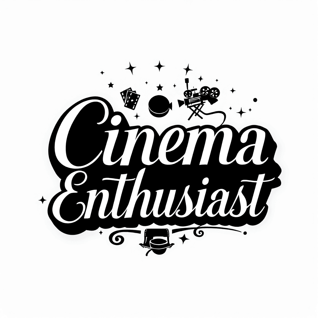 AI generated: Design a clean and sleek graphic with the phrase "Cinema Enthusiast" in elegant, bold typography. In...
