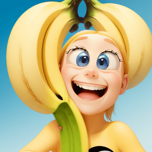 AI generated: A happy cartoon, Pixar Style, perfect composition, 8k,masterpiece,smile banana