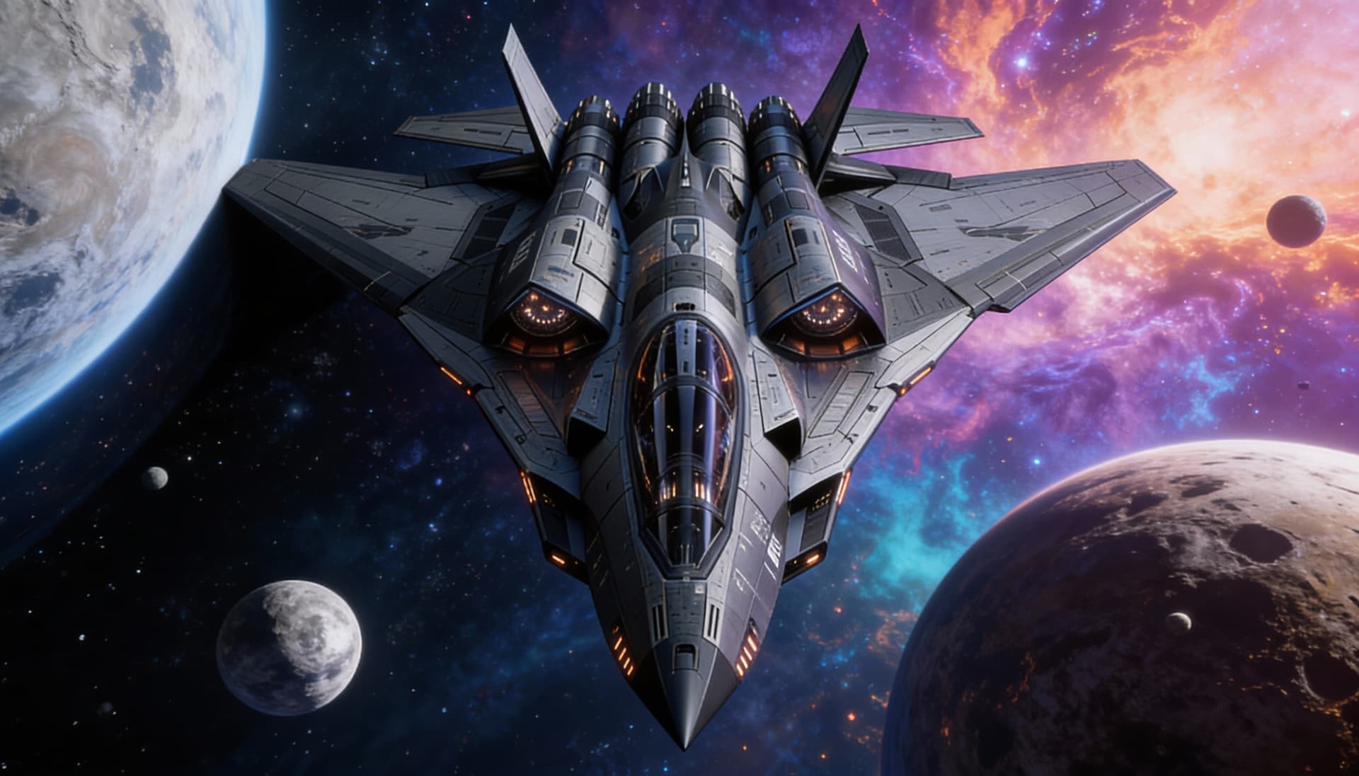 AI generated: Use Reference Images to imagine, in detail, an alien spaceship. Combine and alter specs to create a ...