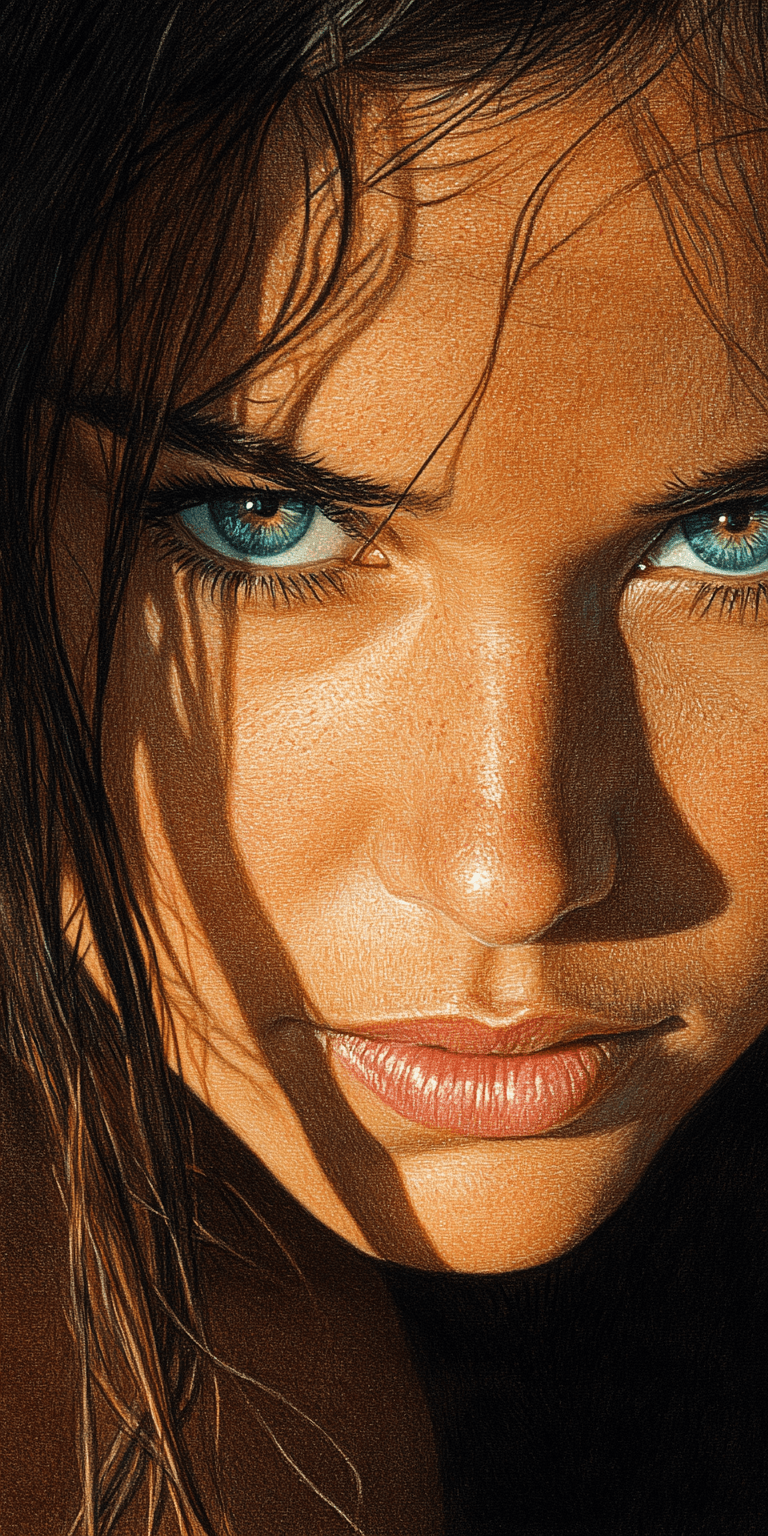 AI generated: color drawing of a woman's face, emotional --chaos 75 --ar 1:2 --profile rsy6uq9 --stylize 750