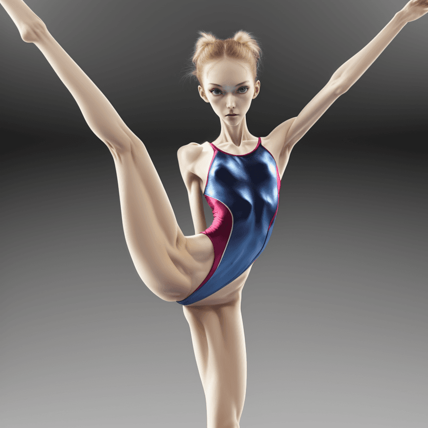 AI generated: slender and very skinny female artistic gymnastics with long legs