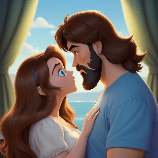 AI generated: disney pixar movie cover of an  movie, title is "ONE LOVE" , cartoonA couple in love with a man with...