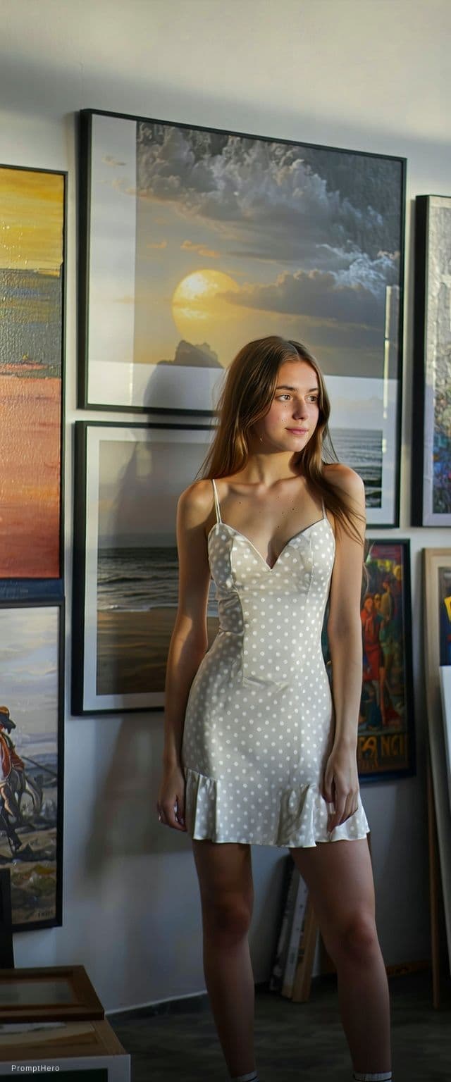 AI generated: Ultra-realistic 8K HD photography with skin detail. The image shows a young woman standing in front ...